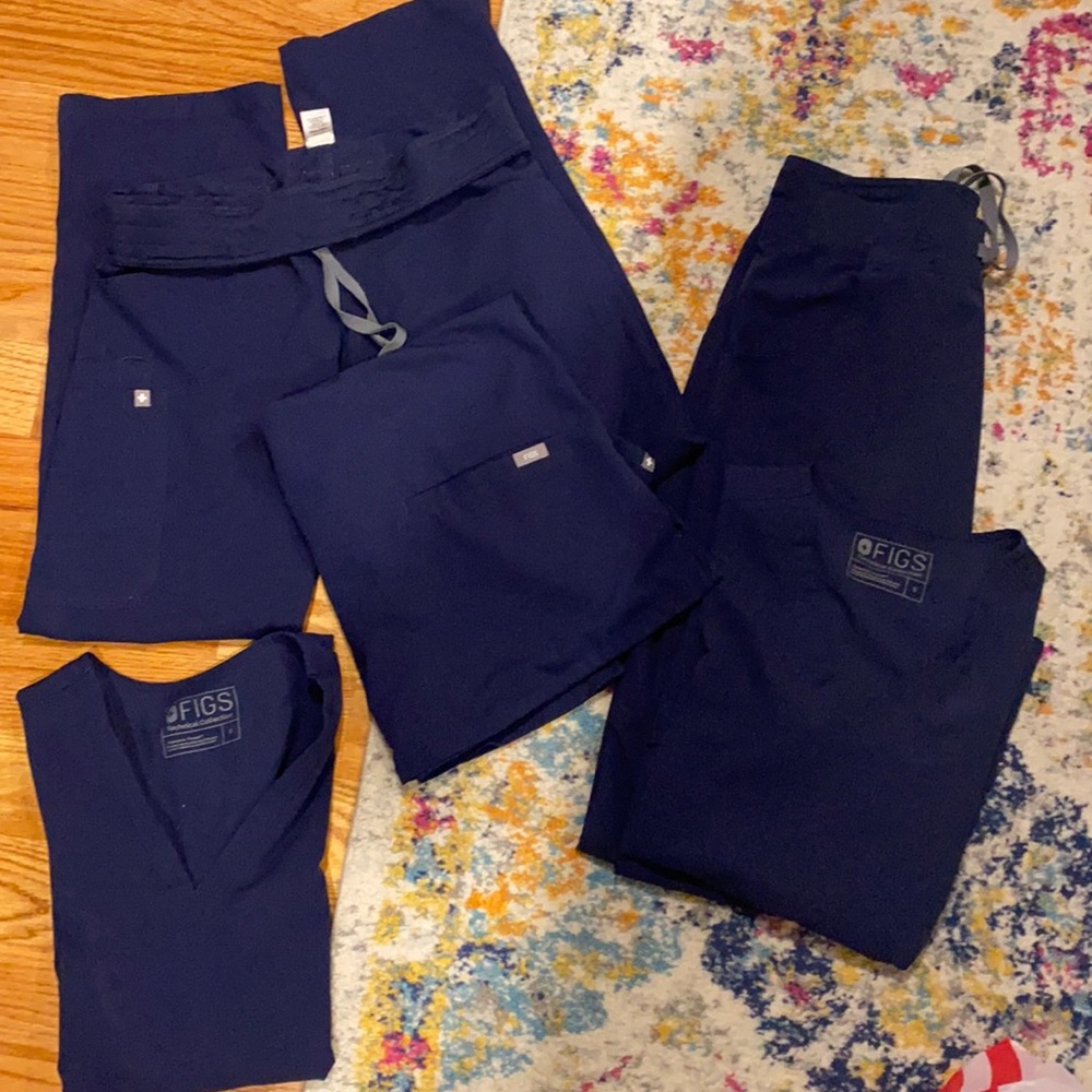 Figs navy blue Small Top and Small Bottoms